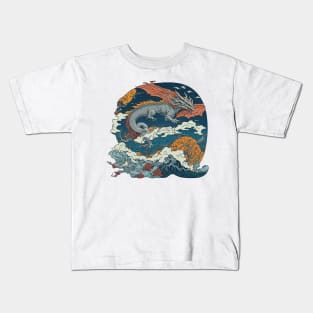 Dragon in the Japanese Hokusai Ukiyoe Style Kids T-Shirt